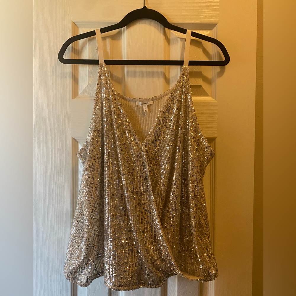 Sequin Faux-Wrap Maurice’s Top